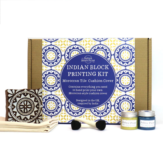 Moroccan Tile Cushion Cover Block Printing Kit