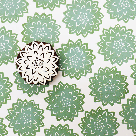 Indian Wooden Printing Block - Solid Dahlia
