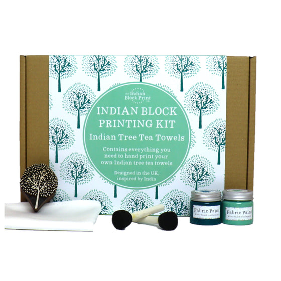 Indian Tree Tea Towels Block Printing Kit