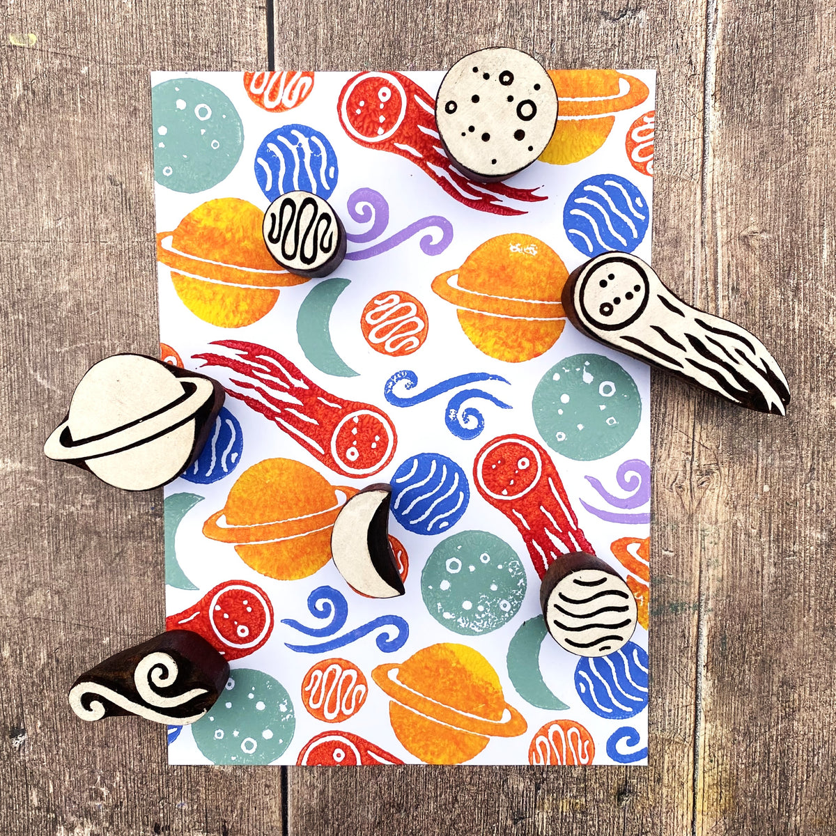The Crafty Lass- Space & Planets Collection – The Indian Block Print Co.