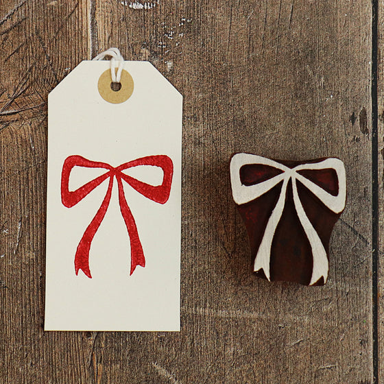 Bow Indian wooden printing block, to be used for hand printing fabric and paper creations