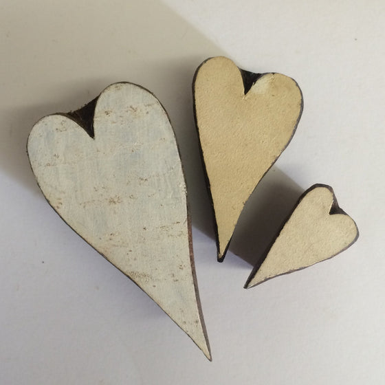 Indian Wooden Printing Block - Long Hearts
