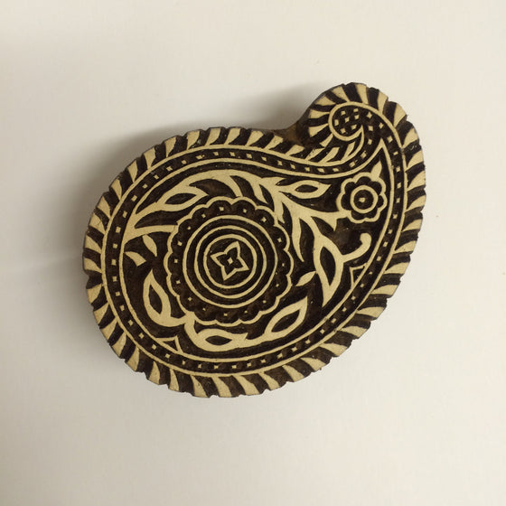 Indian Wooden Printing Block - Medium Paisley