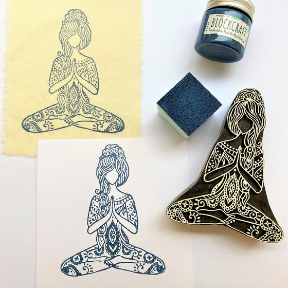 Indian Wooden Printing Block - Yoga Lady