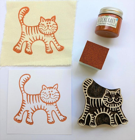 Indian Wooden Printing Block - Large Cat