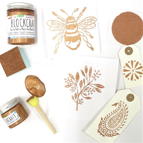 Bronze fabric paint for block printing