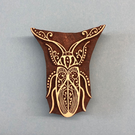 Indian Wooden Printing Block - Detailed Beetle