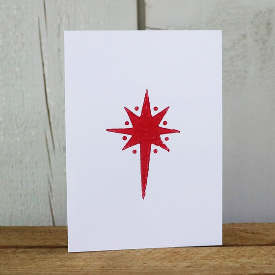 Indian Block Printing Kit - Red Dotty Star Christmas Cards
