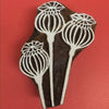 Indian Wooden Printing Block - Triple Poppy Heads