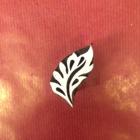 Indian Wooden Printing Block - Single Wavy Leaf