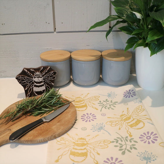 Indian Wooden Block Set - Large Bee & Flowers