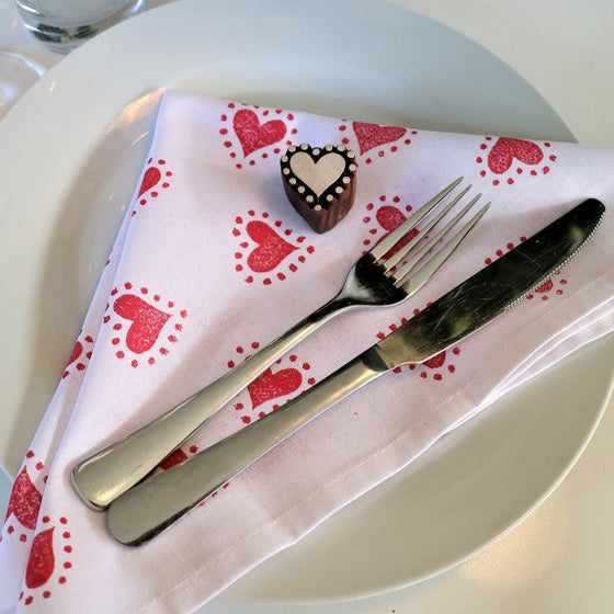 Indian wooden printing block in a dotty heart design