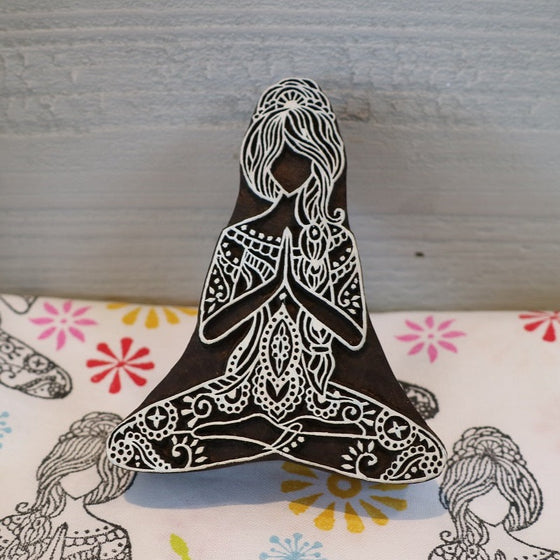 Indian Wooden Printing Block - Yoga Lady
