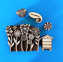  Indian Wooden Block Set - Flower Garden Scene