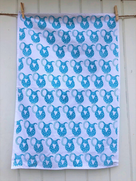 Indian Block Printing Kit - Turquoise Jug Tea Towel