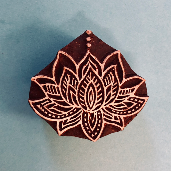 Indian Wooden Printing Block - Lotus Flower