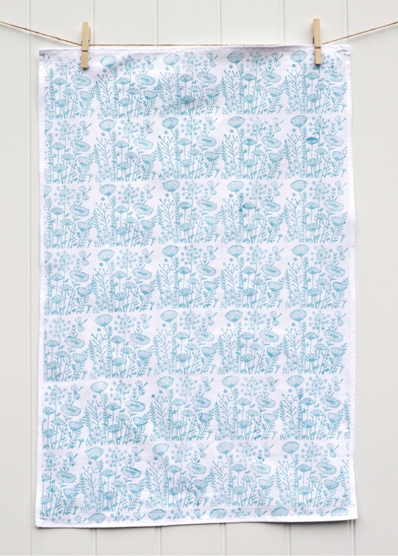 Hand block printed Cotton Tea Towel, printed using a traditional indian wooden printing block