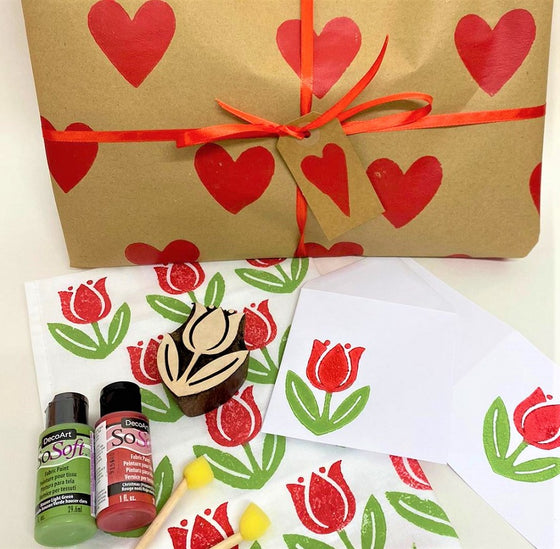 Indian Block Printing Kit - Mother's Day Tulips