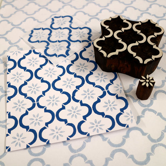 Indian Wooden Printing Block - Moroccan Pattern & Flower Repeat