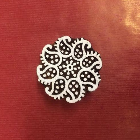 Indian Wooden Printing Block - Paisley Spiral Flower