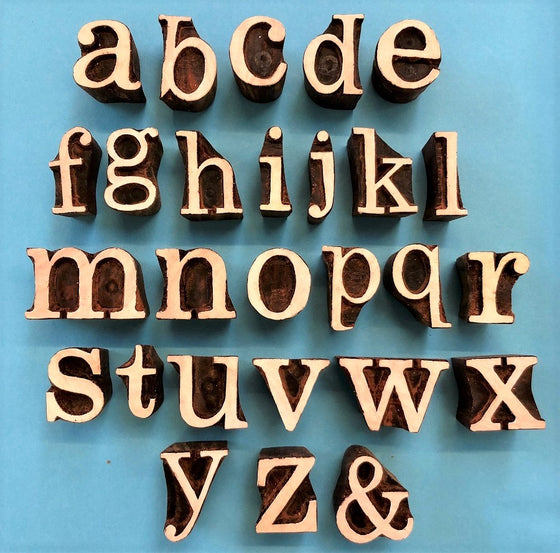 Indian Wooden Block Set - Alphabet Fancy Lowercase