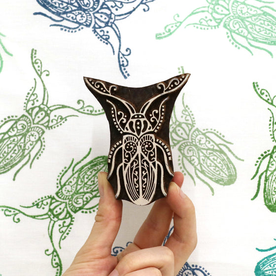 Indian Wooden Printing Block - Detailed Beetle