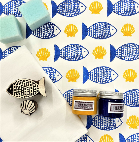 Indian Block Printing Kit - Seaside Tea Towels