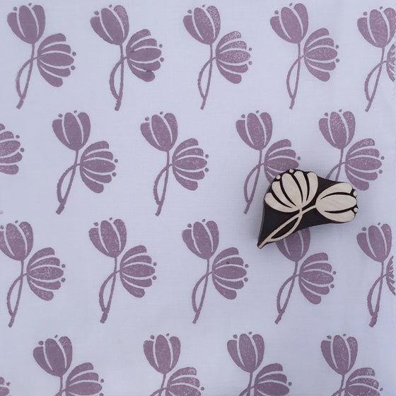 Indian Wooden Printing Block - Double Tulips