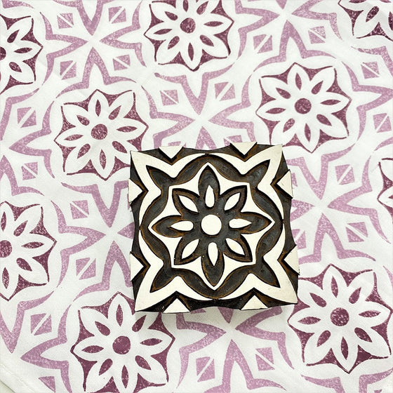 Indian Wooden Printing Block - Mediterranean Tile
