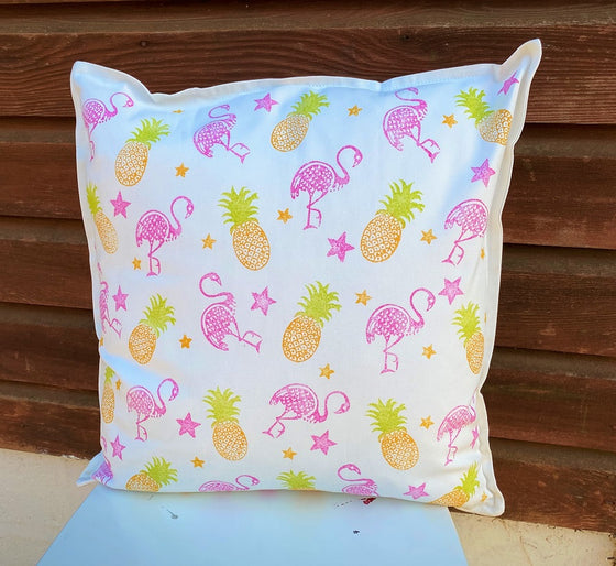 Indian Block Printing Kit - Flamingo & Pineapple Cushion Cover