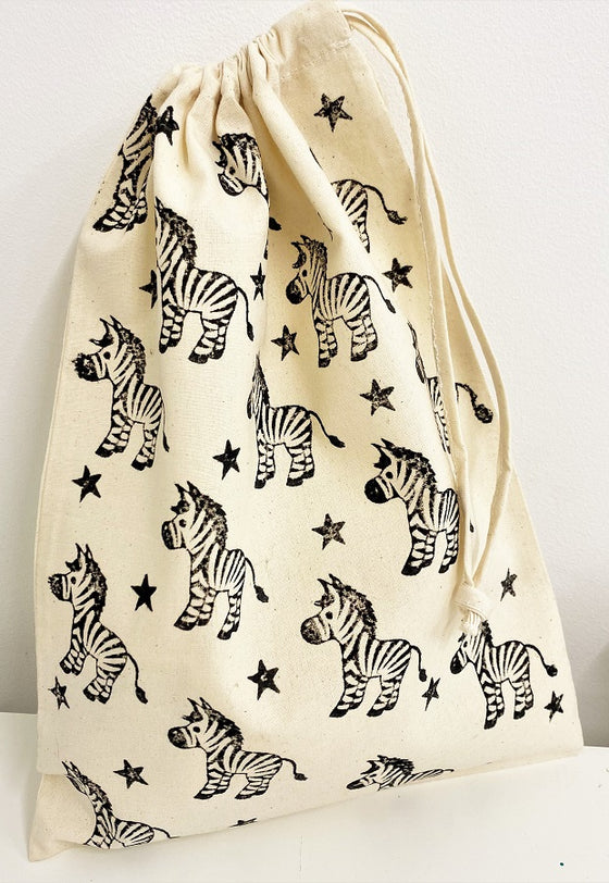 Indian Block Printing Kit - Starry Zebra Drawstring Bag