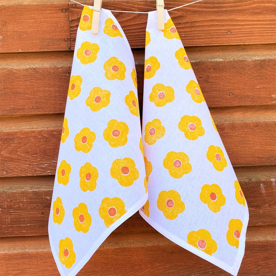 Hand block printed Poppy Napkins