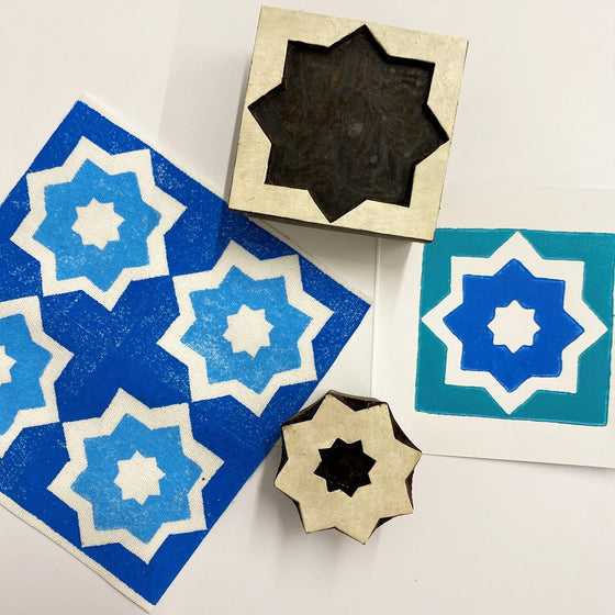 Indian Wooden Printing Block - 2-Part Star Tile