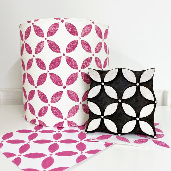 Indian Wooden Printing Block - Petal & Dot Repeat