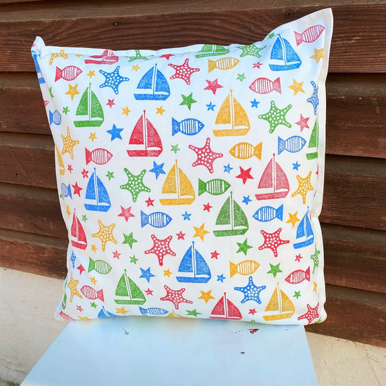 Indian Block Printing Kit - Seaside Cushion Cover