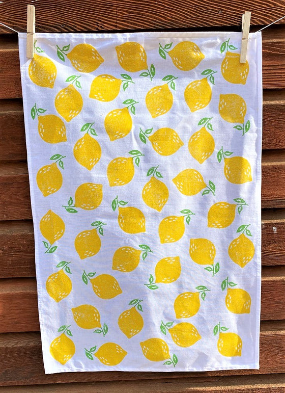 Leafy Lemon Tea Towels Indian Block Printing Kit
