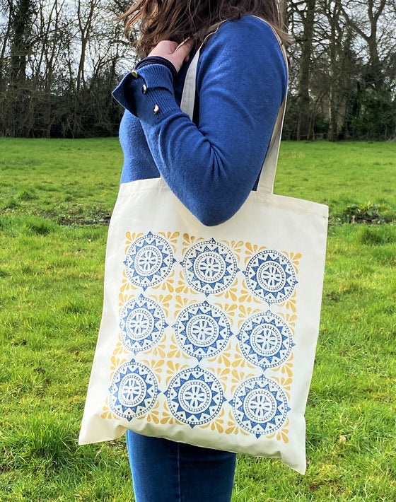 Indian Block Printing Kit - Moroccan Tile Tote Bag