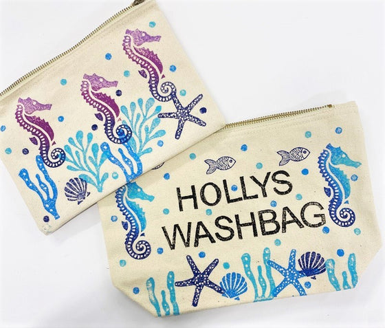 Sea life block printed fabric gift bags