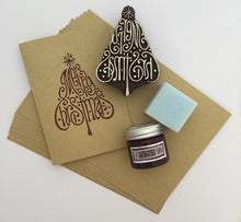  Indian Block Printing Kit - Merry Christmas Tree Cards