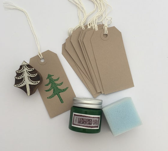 Indian Block Printing Kit - Small Detailed Christmas Tree