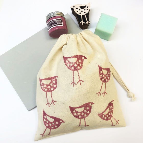 Indian Block Printing Kit - Pretty Bird Bag
