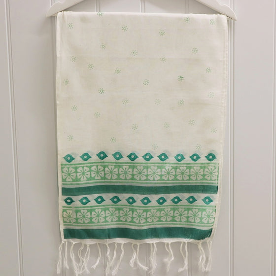 Indian Block Printing Kit - Sage Patterned Jaipur Scarf