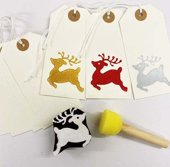 Block Printing Kit - Small Reindeer Gift Tags