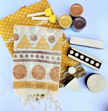  Indian Block Printing Kit - Rustic Organic Scarf