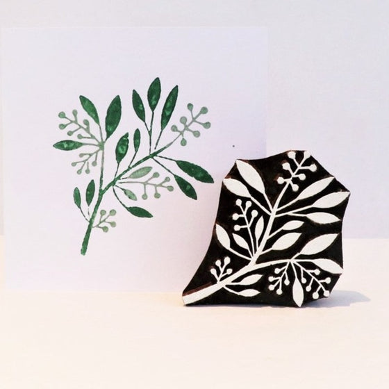 Botanical Berries and Leaves Indian Wooden Printing Block