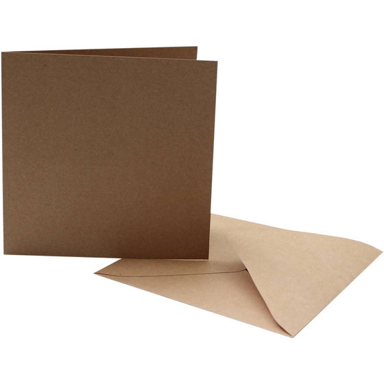 Pack of 5 Brown Kraft Cards with Envelopes