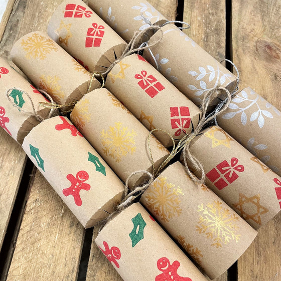 Indian Block Printing Kit - Brown Kraft Christmas Crackers