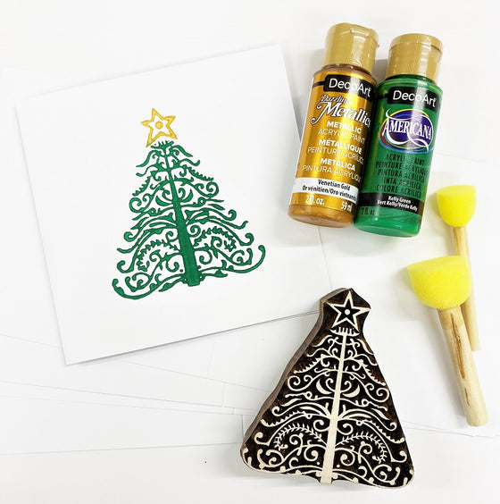 Indian Block Printing Kit - Chatsworth Tree Christmas Cards
