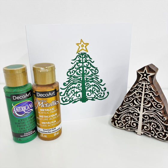 Indian Block Printing Kit - Chatsworth Tree Christmas Cards