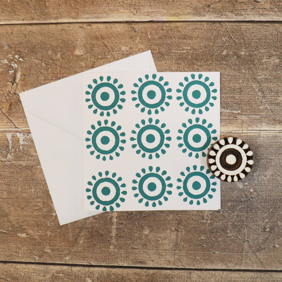 Indian Wooden Printing Block - Circle Dot Flower